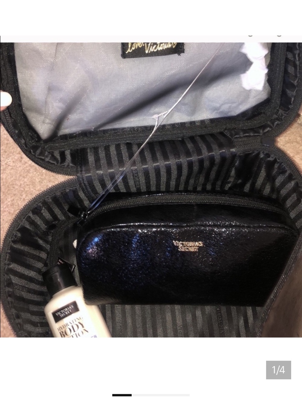 Victoria's Secret Cosmetic Bag WITH Black Glitter Mini Cosmetic Case